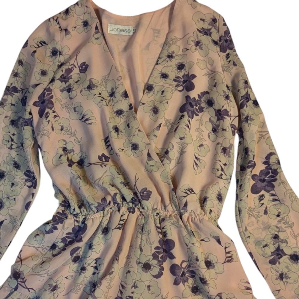 Lioness Pink & Lavender Floral Boho Ruffled Romper/ Playsuit SZ 10 - Picture 6 of 7